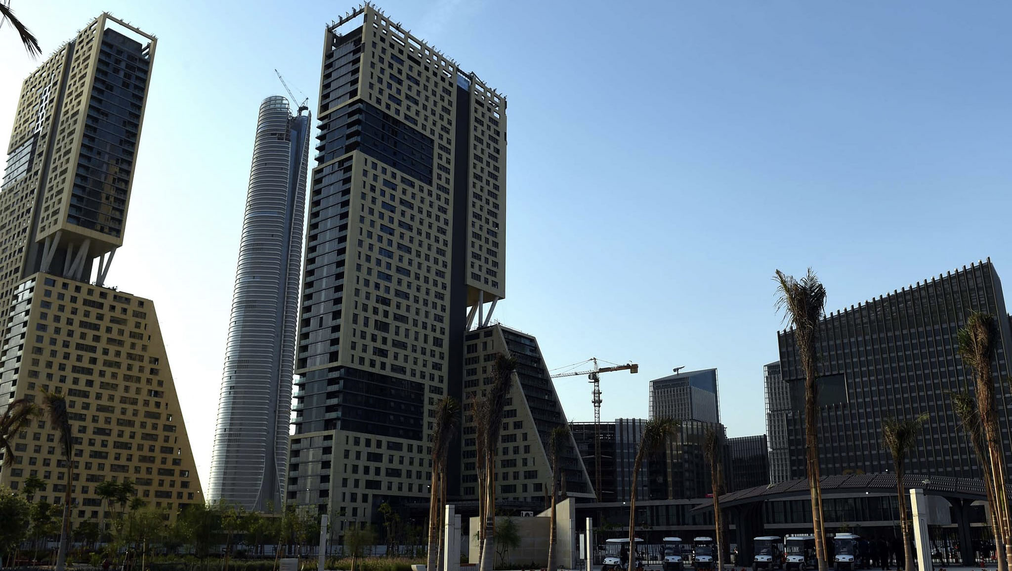 The New Administrative Capital’s business district and Iconic Tower, photographed in May 2023